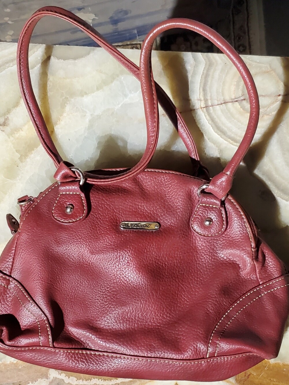 Classic Women's Red Leather Satchel Koltov